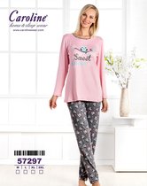 Caroline Dames Nachthemdjes - Sphagetti Bandjes - Gebloemd - Wit en Blauw -  Hoge Kwaliteit - maat  5XL