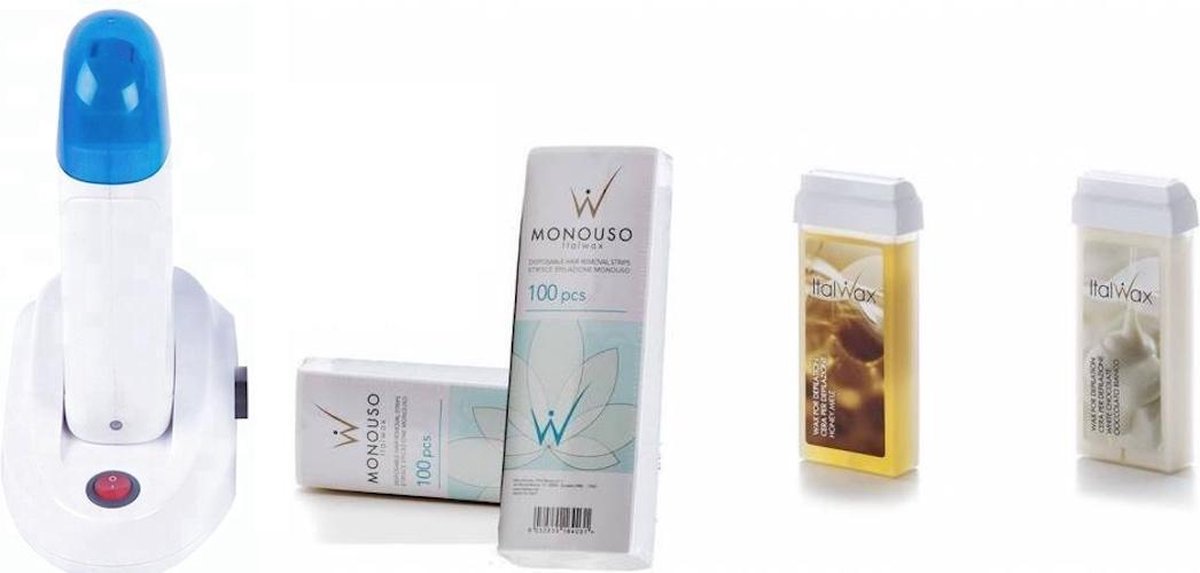 ItalWax Waxverwarmer Set - Inclusief Basisstation, 2 Waxpatronen en Strips - Eenvoudig & Snel
