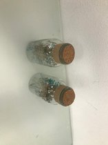 Decoratief glas met kurk - kunstplanten aan de binnenkant - 2 stuks - grote versie