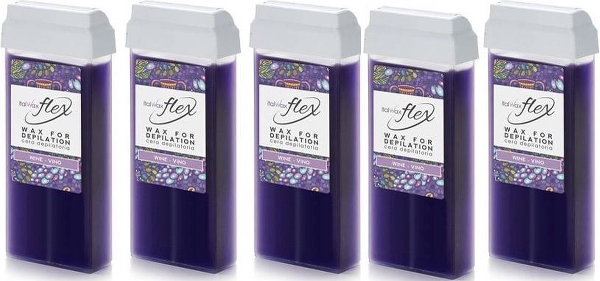 ItalWax Flex - 5x Harspatroon Wijn 100ml - Waarde Set Wax Cartridge Waxen - 500ml