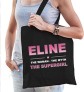 Naam cadeau Eline - The woman, The myth the supergirl katoenen tas - Boodschappentas verjaardag/ moeder/ collega/ vriendin