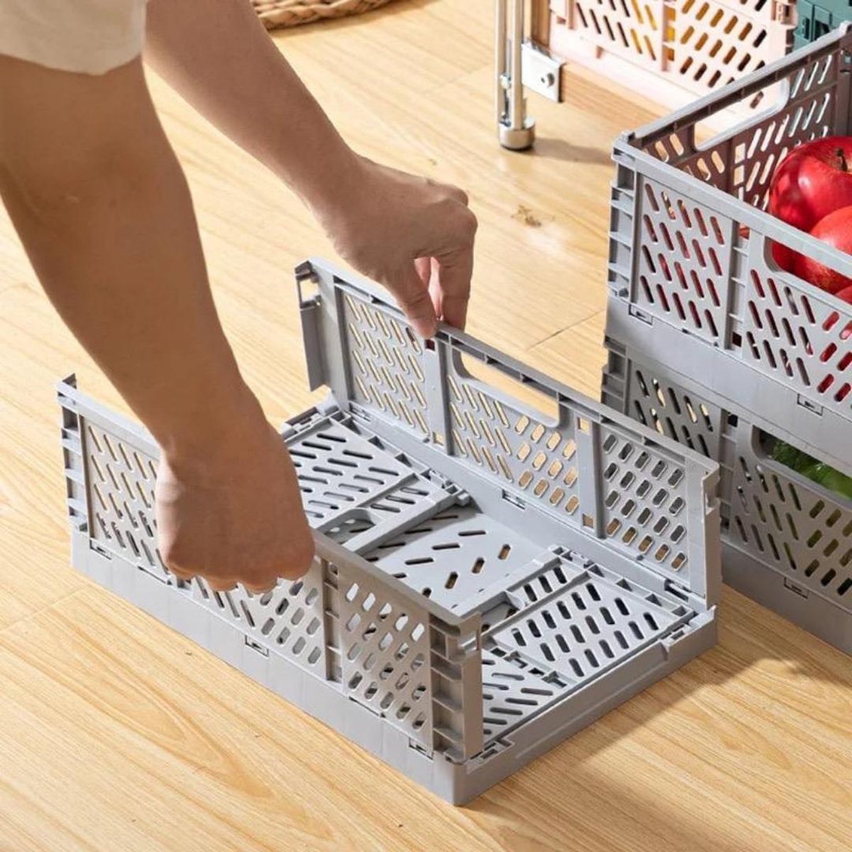 Caisse De Rangement Pliable En Plastique Vert Roodoudou - Le Petit Souk