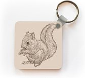 Sleutelhanger - Uitdeelcadeautjes - Een illustratie van een eekhoorn die pizza eet - Plastic