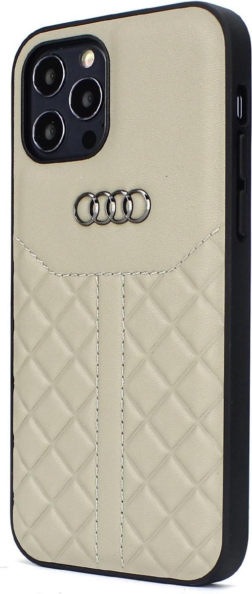 Beige hoesje Audi Q8 Serie iPhone 12 Pro Max - Backcover - Genuine Leather