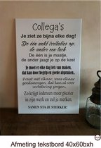 Tekstbord Collega's Werkvloer Kantine Kantoor wandbord Spreukbord Quotebord Cadeau Geschenk Verjaardag Spreuk Borden Spreuken Quoteborden Wand Decoratie Quote Bord Muur Hout Tekst Handgemaakt Kleur wit