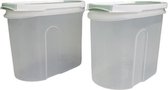 Opbergbox 1 liter - Transparant / Groen - Kunststof - Set van 2