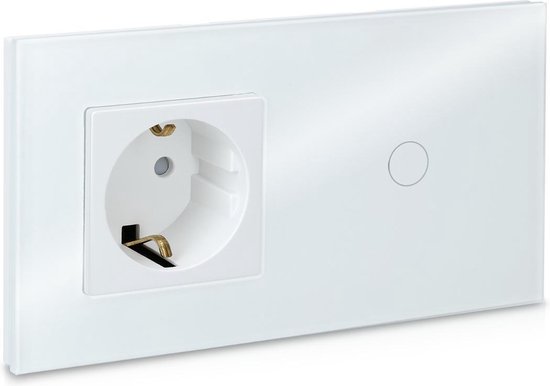 Touch-lichtschakelaar met stopcontact - Glazen paneel - Design  touchschakelaar -... | bol.com