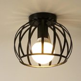 Vintage retro plafondlamp ijzer rond - zwart - Ø19.5cm