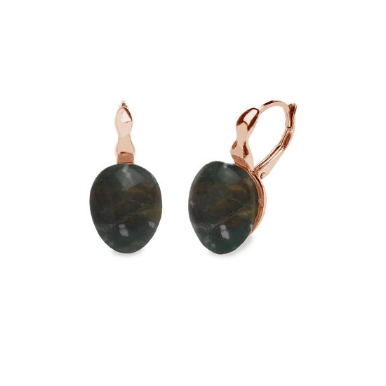 Silventi 9SIL- 21114 Boucle d'oreille en argent avec pierre - Labradorite - 11 mm - Argent - Plaqué Or Rosé (Plaqué Or / Or sur Argent)