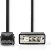 Nedis DisplayPort-Kabel | DisplayPort Male | DVI-D 24+1-Pins Male | 1080p | Vernikkeld | 1.00 m | Rond | PVC | Zwart | Polybag
