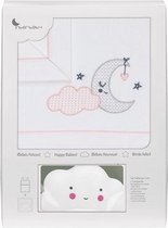 Interbaby Lakenset Wieg Wolk 152 X 102 Cm Roze/wit 4-delig