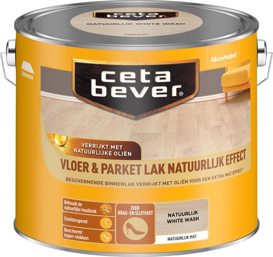 CetaBever Vloer- & Parketlak - Natuurlijk Effect - White Wash - 2,5 liter |  bol.com