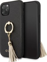 iPhone 12 mini Backcase hoesje - Guess - ZWART MET GOUDE RING - Kunstleer