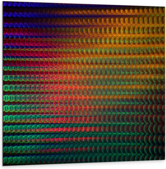 Dibond - Gekleurde Bellen - 100x100cm Foto op Aluminium (Met Ophangsysteem)