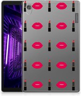 Tablethoesje Lenovo Tab M10 HD (2de generatie) Backcover Personaliseren Lipstick Kiss met doorzichte zijkanten