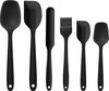 Set de spatules Siliconen Zwart antiadhésif - Ustensiles de cuisine - 6 pièces - va au lave-vaisselle - résistant à la chaleur - grattoir à casseroles - grattoir à casseroles