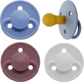 Set van 3 fopspenen Mininor - Latex - 6+ maand - Wit, Pruim en Blauw