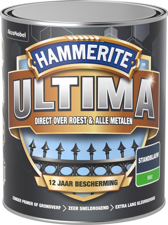 Prooi kanaal Dank je Hammerite Ultima Metaallak - Mat - Stand Blauw - 750 ml | bol.com