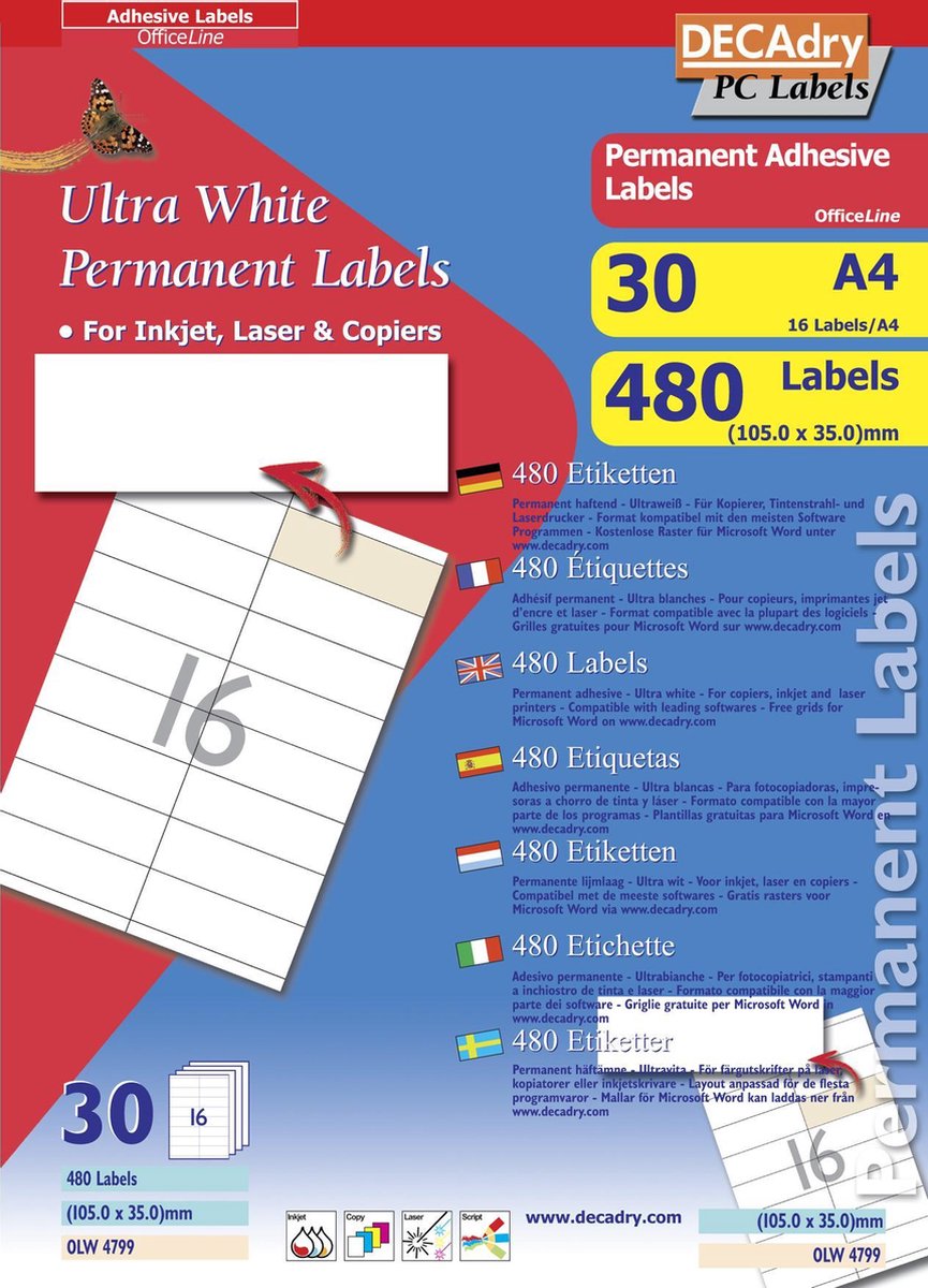 Decadry Etiketten / Labels 105 x 35mm