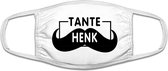 Tante Henk mondkapje | webshop | merchandise | bedrijf | grappig | gezichtsmasker | bescherming | bedrukt | logo | Wit mondmasker van katoen, uitwasbaar & herbruikbaar. Geschikt voor OV