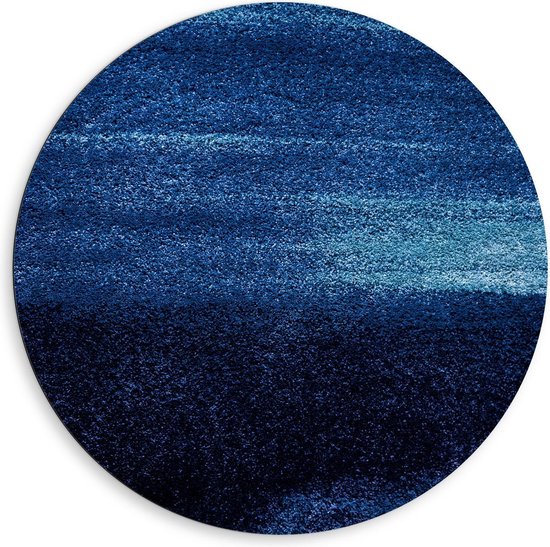 Dibond Wandcirkel - Blauwe Stippen op Zwart - 80x80cm Foto op Aluminium Wandcirkel (met ophangsysteem)