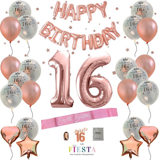 16 Jaar Verjaardag - Roségoud - Sweet 16 - Verjaardag -... | bol.com