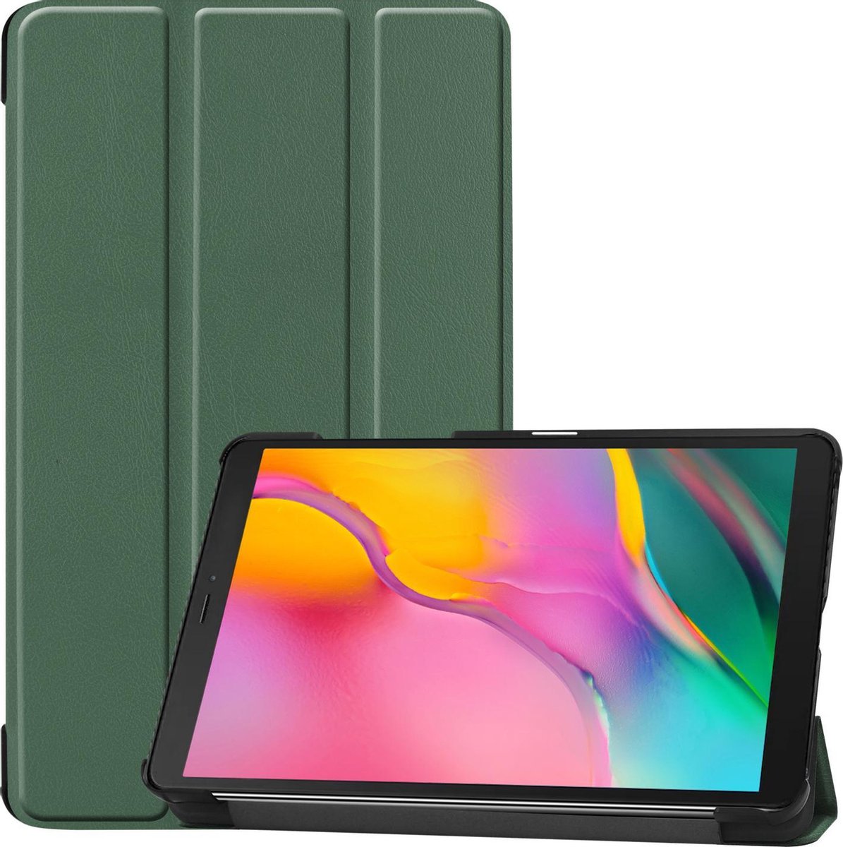 Hoes - Geschikt voor Samsung Galaxy Tab A 8.0 (2019) - Dun & Stevig - Trifold Bookcase - Hard Cover - Hardcover Book Case - Tablet Hoesje - Donkergroen