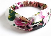 Haarband Cross - Bandana - Haarband dames - Haarbanden dames - Haaraccessoires vrouwen - Wit gebloemd - Stijl 24