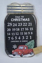 Countryfield: kerst aftelkalender, auto: 40 x 24 cm: metaal & hout