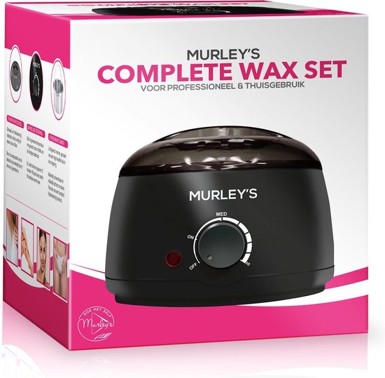 MURLEY'S Wax Apparaat Ontharen Set 500 gram Waxbonen, Pre en Afterspray (2x 60ml)  en 30 Houten Spatels voor lichaam en gezicht - MURLEY'S