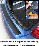 Carbon Look Protect Foil Pare - chocs Arrière Bumper Volkswagen ID3 ID4 Entrée De Coffre