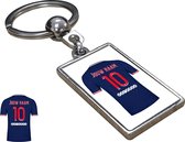 PSG Shirt met Jouw Naam - Gepersonaliseerde Sleutelhanger met Jouw Naam en Nummer - Cadeau - Verjaardag - Kerst - Kado - Valentijn - Gepersonaliseerd Cadeau - Voetbal