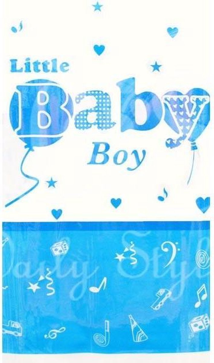 Tafelkleed blauw wit Baby Boy 132 cm x 220 cm