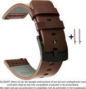 Bruin leren sporthorlogebandje voor 20mm Smartwatches (zie compatibele modellen) van Samsung, Pebble, Garmin, Huawei, Moto, Ticwatch, Citizen en Q – Maat: zie maatfoto – 20 mm brow