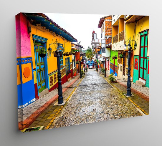 Canvas Cities of Colors Aquarel Guatape - 80x60cm