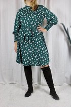 Groen kleedje - groene jurk met bloemen motief Maat XL tot 4XL