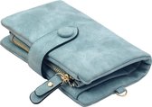 ZILOU® Overslagportemonnee - Dames - Suede - Blauw