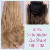 Half wig Clip In Extensions Hairextensions Pruik blond net echt haar 60cm