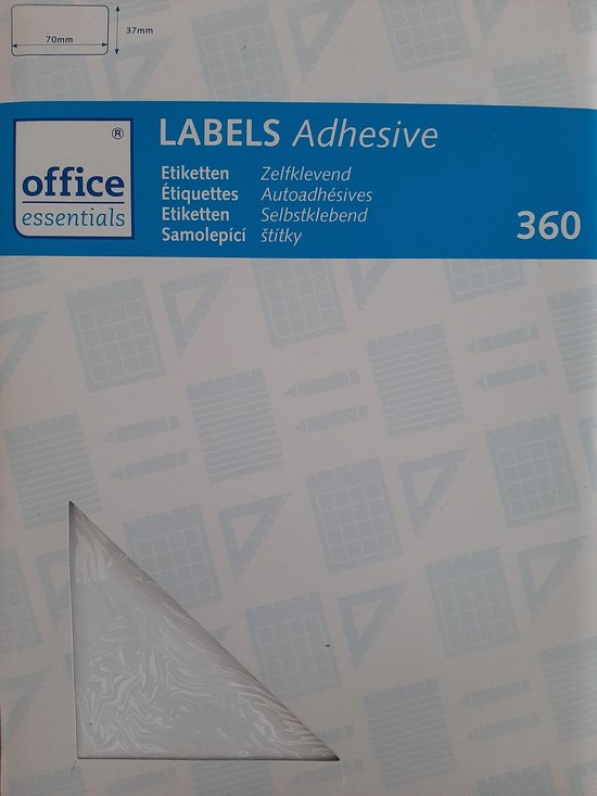 Office labels etiketten zelfklevend 360 stuks maat 70x37 mm - voor printers | bol.com