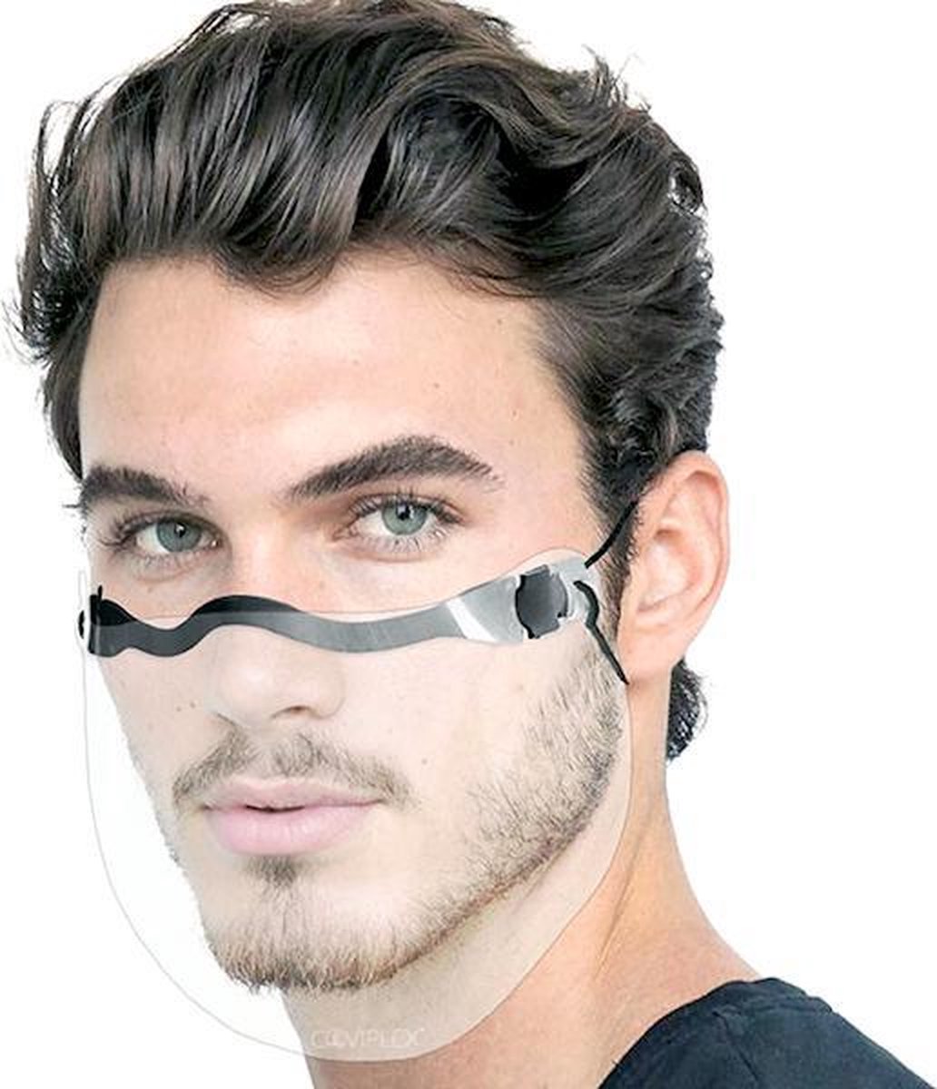 4 x Stuks Mondkapje met tweezijdige kleuren Zwart & Groen -Spatmasker - Veiligheid Vizier- Gelaatsscherm- Hygiëne Veiligheid- Face shield- Spatmasker - Gelaatscherm - Beschermkap - mondkapje- Mondmasker - Transparant Mondkapje.