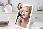 Make-up spiegel met led verlichting - oplaadbaar - 3 lichtstanden