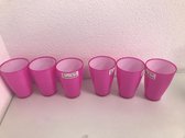 Kunststoffen bekers - 6 stuks - 300ml - roze