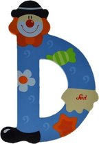 Sevi - Houten Clown letter D - blauw