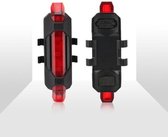 Waterdichte oplaadbare fietslamp (achter) - 15 lumen - Superfelle fietsverlichting met USB-kabel - Zwart