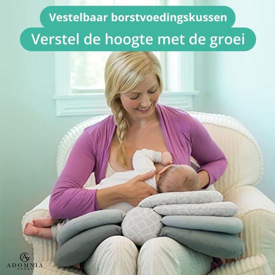 AdomniaGoods – Multifunctionele baby borstvoeding kussen – Blauw – Verstelbare baby borstvoeding kussen – pasgeboren borstvoeding kussen -…
