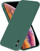 ShieldCase geschikt voor Apple iPhone X / Xs vierkante silicone case - donkergroen - Siliconen hoesje - Shockproof case hoesje - Backcover case - Bescherming