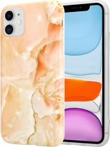 ShieldCase geschikt voor Apple iPhone 11 hoesje marmer - oranje