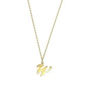 Letter ketting - initiaal W - Goud - 42 cm