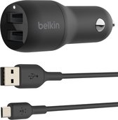 Belkin Dual USB Autolader 24W + 1m Micro-USB kabel - Zwart