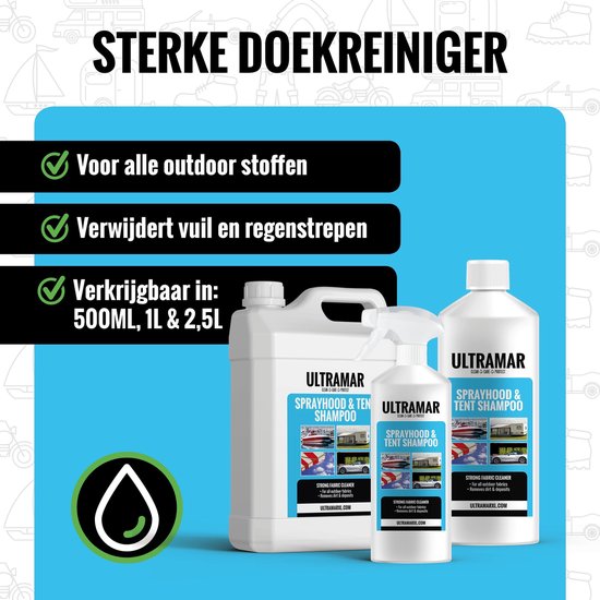 Ultramar - Sprayhood & Tent Shampoo 500ml - Reiniger voor Bootkap, Tent, Cabriodak, Zonnescherm - Bootonderhoud - Schoonmaakmiddel - Wax van Ultramar — afbeelding 2